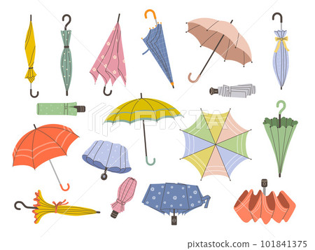 Umbrella. Stylized illustrations of seasonal autumn items recent vector colorful umbrellas Umbrella. Stylized illustrations of seasonal autumn items recent vector colorful umbrellas 101841375
