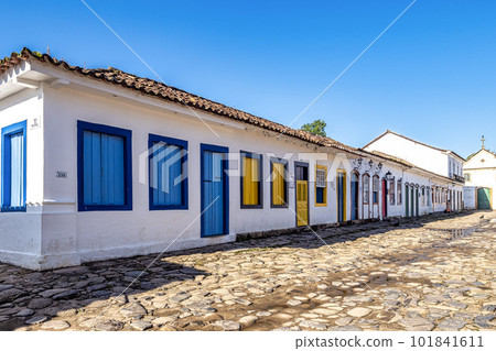 Streets and houses of historical center in Paraty, Rio de Janeiro, Brazil. 101841611