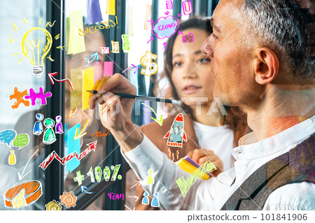 Team of happy people work together as teamwork and partner Team of happy people work together as teamwork and partner 101841906