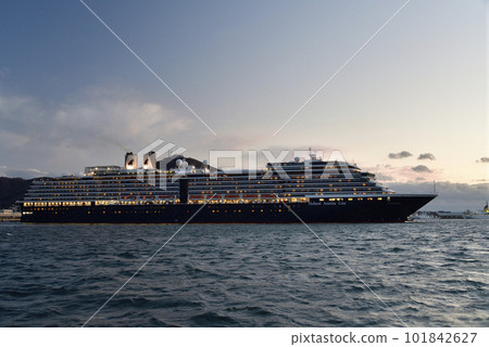 Photographing the scenery of the cruise ship Westerdam leaving Hakodate Port in Hakodate City, Hokkaido in spring Photographing the scenery of the cruise ship Westerdam leaving Hakodate Port in Hakodate City, Hokkaido in spring 101842627