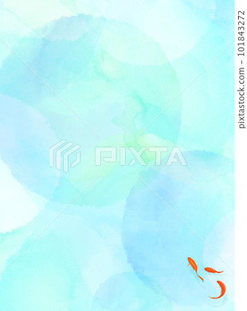 水彩繪的金魚和藍色圓點背景 101843272
