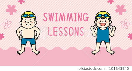 游泳游泳學校兒童插畫主視覺春天 游泳游泳學校兒童插畫主視覺春天 101843540