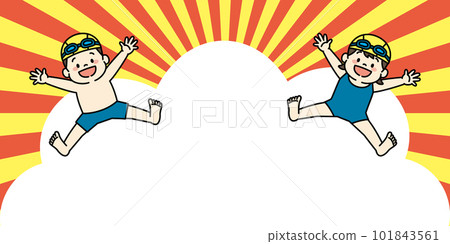 Swimming swimming school children illustration background material 101843561