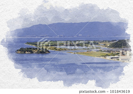 水彩風格 米子市區 米子水禽公園 鳥取縣米子市 101843619