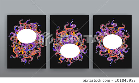 Octopus abstract frame design, creative ocean doodle, cute decoration design, deep wildlife cartoon Octopus abstract frame design, creative ocean doodle, cute decoration design, deep wildlife cartoon 101843952