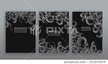 Octopus abstract frame design, creative ocean doodle, cute decoration design 101843974