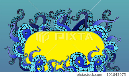Octopus abstract frame design, creative ocean doodle, cute decoration design 101843975