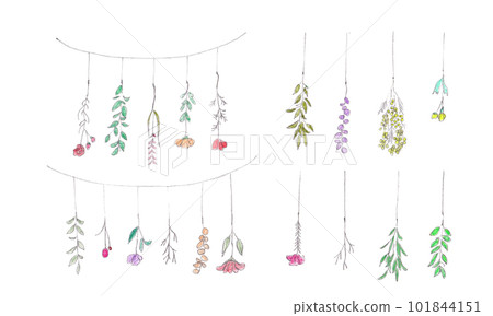 彩色鉛筆插圖。手繪花束矢量圖。 101844151