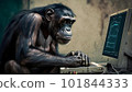 Bonobo using AI technology. Generative AI. 101844333