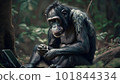 Bonobo using AI technology. Generative AI. 101844334