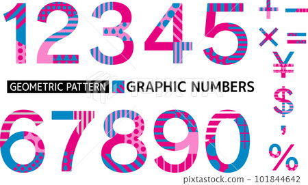 Pop patterned numbers_Pink x Blue_Gothic type Pop patterned numbers_Pink x Blue_Gothic type 101844642