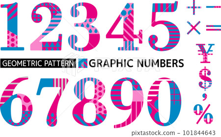 帶有流行圖案的數字_Pink x Blue_Mincho 101844643