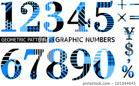 流行圖案數字 _ 藍色 _ Mincho 類型 101844645