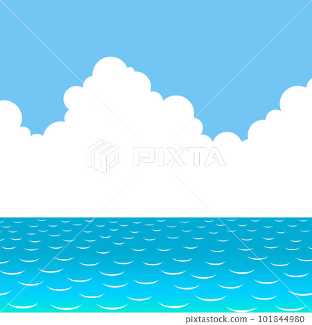 Simple illustration background material of thunderhead, blue sky and sea Simple illustration background material of thunderhead, blue sky and sea 101844980