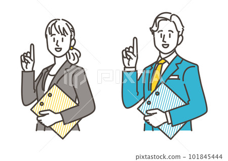 微笑著握著食指的男女商人【矢量圖素材】 101845444