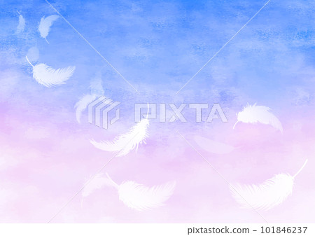 蒼白的水彩天空和羽毛背景 101846237