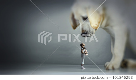 Little girl and big dog 101846298