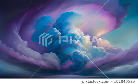 Generative AI, Pillowy Paradise: An Abstract Cloudscape of Soft Pastels and Whimsical Shapes 101846589