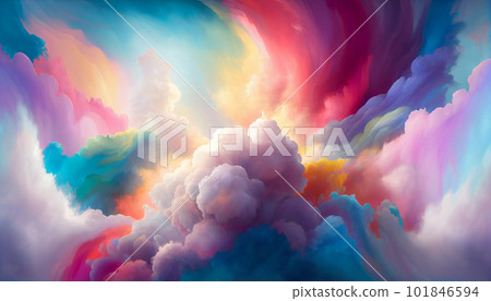 Generative AI, Pillowy Paradise: An Abstract Cloudscape of Soft Pastels and Whimsical Shapes Generative AI, Pillowy Paradise: An Abstract Cloudscape of Soft Pastels and Whimsical Shapes 101846594