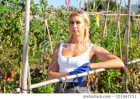 Portrait of young woman at family garden Portrait of young woman at family garden 101847151