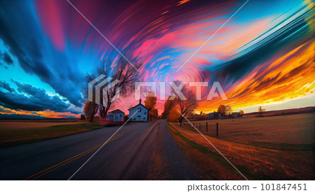 Generative AI, Clouds in Motion: A Long Exposure Sunset over the Mountains Generative AI, Clouds in Motion: A Long Exposure Sunset over the Mountains 101847451