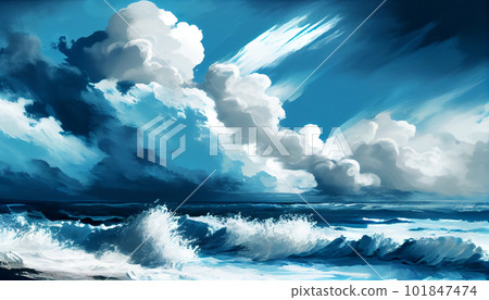 Generative AI, Seaside Serenity: An Abstract Cloud Formation of Calm Ocean Breezes Generative AI, Seaside Serenity: An Abstract Cloud Formation of Calm Ocean Breezes 101847474