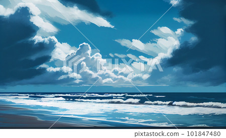 Generative AI, Seaside Serenity: An Abstract Cloud Formation of Calm Ocean Breezes 101847480