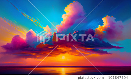 Generative AI, Dawn's Embrace: An Abstract Sunrise of Vibrant Cloud Shapes Generative AI, Dawn's Embrace: An Abstract Sunrise of Vibrant Cloud Shapes 101847504