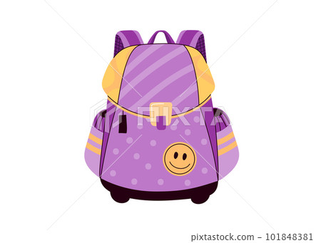 School backpack for firts grader.Vector illustration in flat cartoon style 101848381