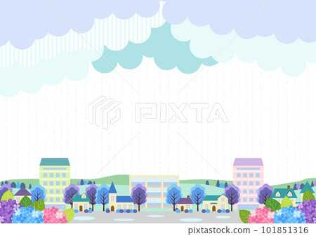 Suburban cityscape background horizontal in the rainy season Suburban cityscape background horizontal in the rainy season 101851316