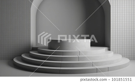 Elegant abstract set of white podiums in sunlight with shadow on white background for product display. Simple modern geometric design. Generative AI. Elegant abstract set of white podiums in sunlight with shadow on white background for product display. Simple modern geometric design. Generative AI. 101851551
