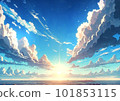 sun setting horizon 101853115