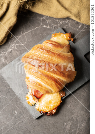 Champagne Ham and Cheese Croissant Champagne Ham and Cheese Croissant 101853361