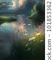 Suspicious natural scenery with clouds 101853362