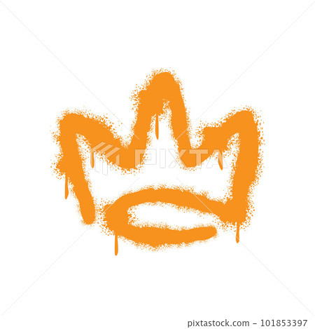 Graffiti crown with overspray in orange over white 101853397