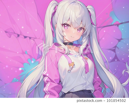 Anime Girl Digital Art Stock Illustration