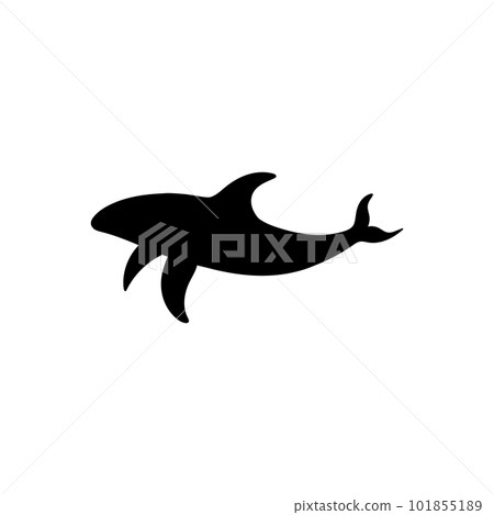 Orca or killer whale, black silhouette icon - flat vector illustration isolated on white background. 101855189
