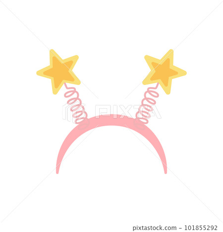 Cute pink headband with yellow stars on springs flat style 101855292