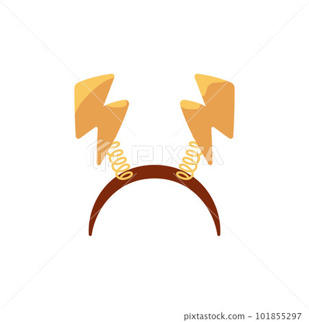 Brown headband with yellow lightnings on springs flat style 101855297