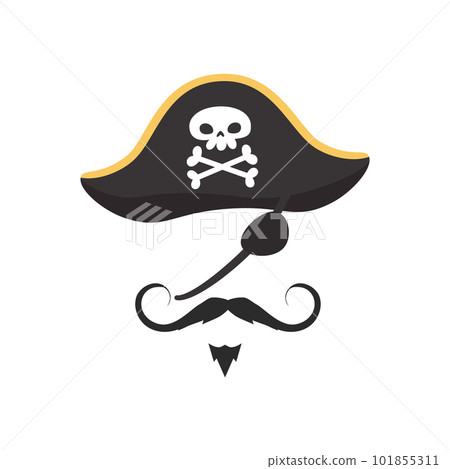 Pirate carnival mask with hat and moustaches, flat vector illustration isolated. Pirate carnival mask with hat and moustaches, flat vector illustration isolated. 101855311