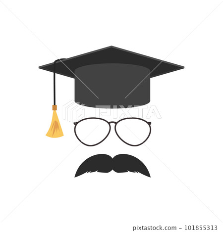 Professor mask with university cap and moustaches, vector illustration isolated. 101855313