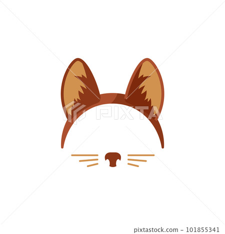 Cat ears headgear and mouth elements, flat vector illustration isolated. 101855341