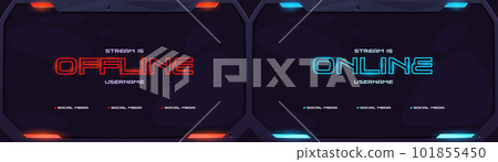 Live and offline banner set stream template design 101855450