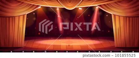 Theater concert stage with curtain cartoon scene 101855525