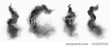 Realistic set of black smoke trails Realistic set of black smoke trails 101855542