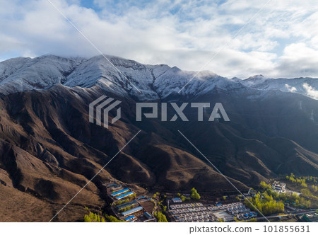 Aerial view of beautiful danxia landform landscape in Tibet,China 101855631