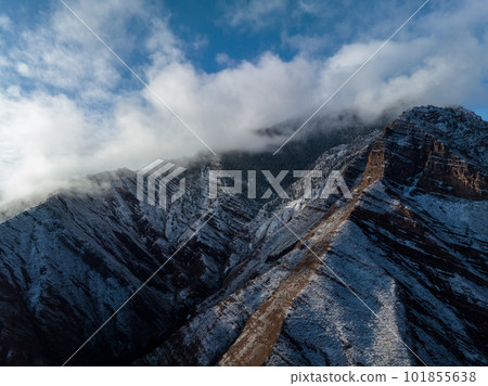 Aerial view of beautiful danxia landform landscape in Tibet,China 101855638
