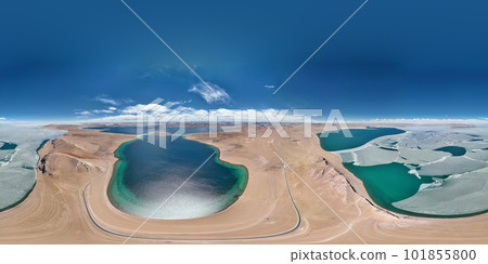 Aerial view of beautiful lake landscape in Tibet,China 101855800