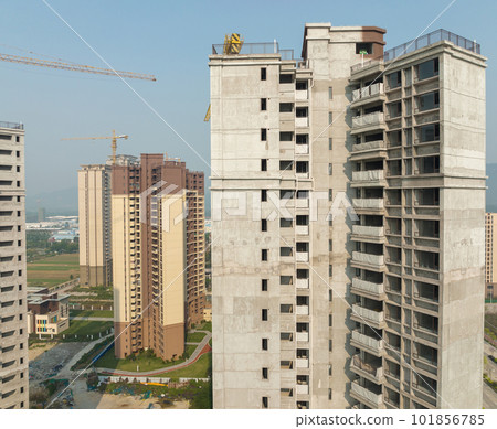 Aerial view of multistory apartment construction site in China Aerial view of multistory apartment construction site in China 101856785