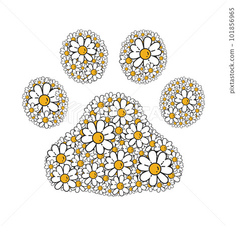 dog paw icon vector footprint flower daisy logo symbol cartoon character illustration doodle clip art design 101856965